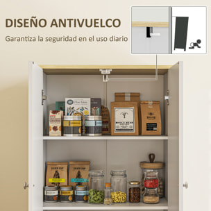 Alacena de Cocina Armario de Cocina Mueble Auxiliar de Cocina con 4 Puertas y Estantes Ajustables para Comedor Salón 60x30x183 cm Blanco