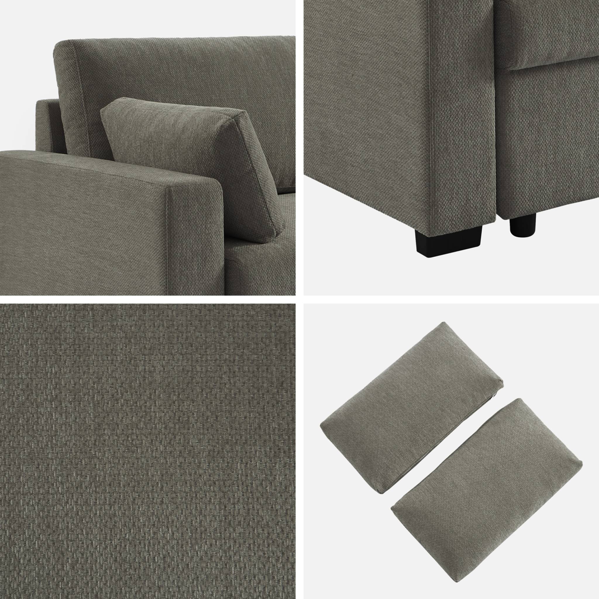 Canapé convertible 3 places tissu chenille gris foncé L 211 x P 90 x H 86 cm - Easy
