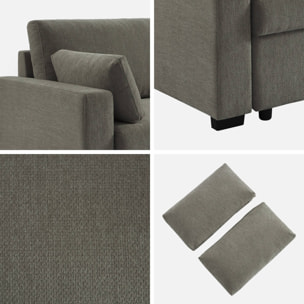 Canapé convertible 3 places tissu chenille gris foncé L 211 x P 90 x H 86 cm - Easy