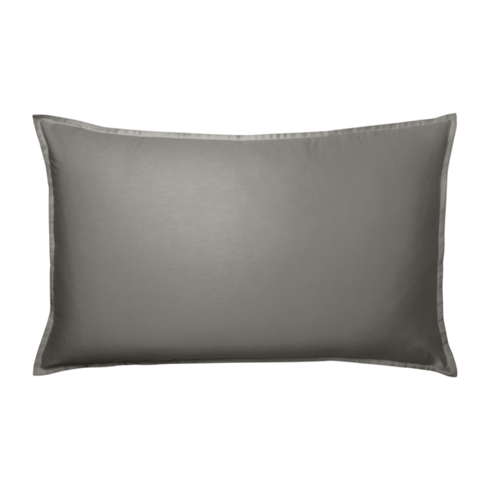 Taie d'oreiller unie en satin de coton, PALAZZO, Gris Zinc