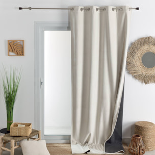 Rideau isolant et occultant en velours doublé polaire - Blanc cassé