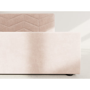 Peonis - lit coffre - 160x200 cm - en velours - sommier inclus - Taupe