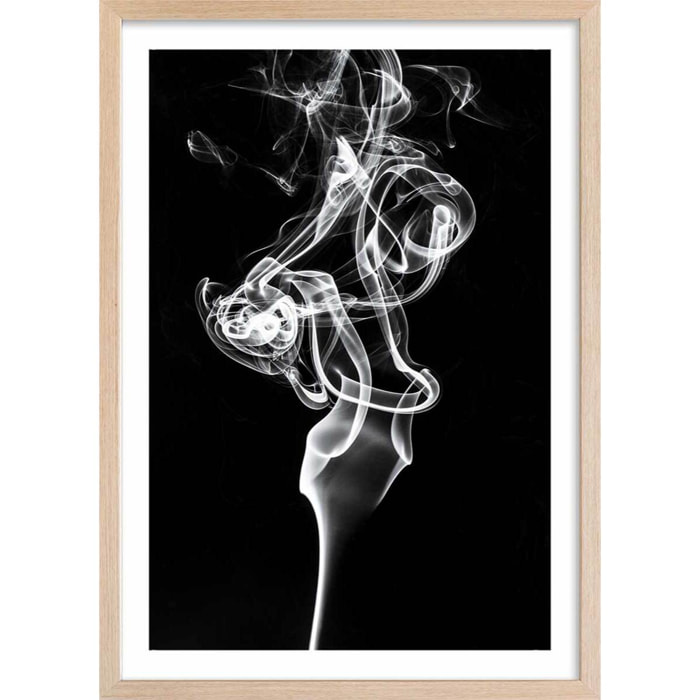 Poster white smoke tulip dream Affiche + cadre en bois - Chêne