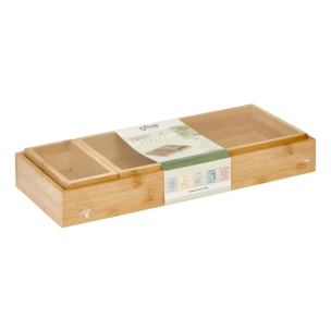 Organiseur Bambou L14,5/38,1cm beige 4 pièces