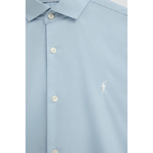 Camisa azul claro de corte slim con logo Rigby Go