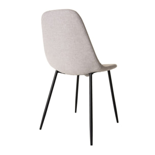 TOM - Lot de 2 chaises tissu blanc écru pieds métal noir