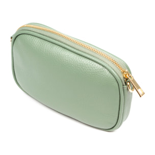 Asola borsa a tracolla, in vera pelle finitura dollaro.