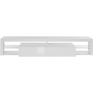 Mobile porta TV Dcolombin, Base porta TV, Credenza bassa da soggiorno a 1 anta, 100% Made in Italy, 200x40h35 cm, Bianco lucido