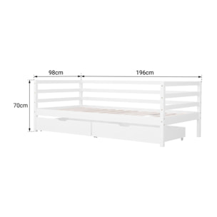 Lit banquette pour enfant 190x90cm avec tiroirs JULES