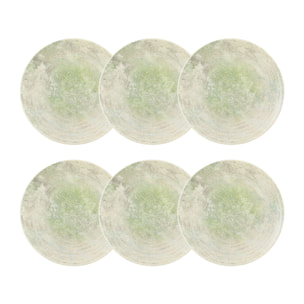 Lot de 6 assiettes à dessert en porcelaine verte 20cm NATURA