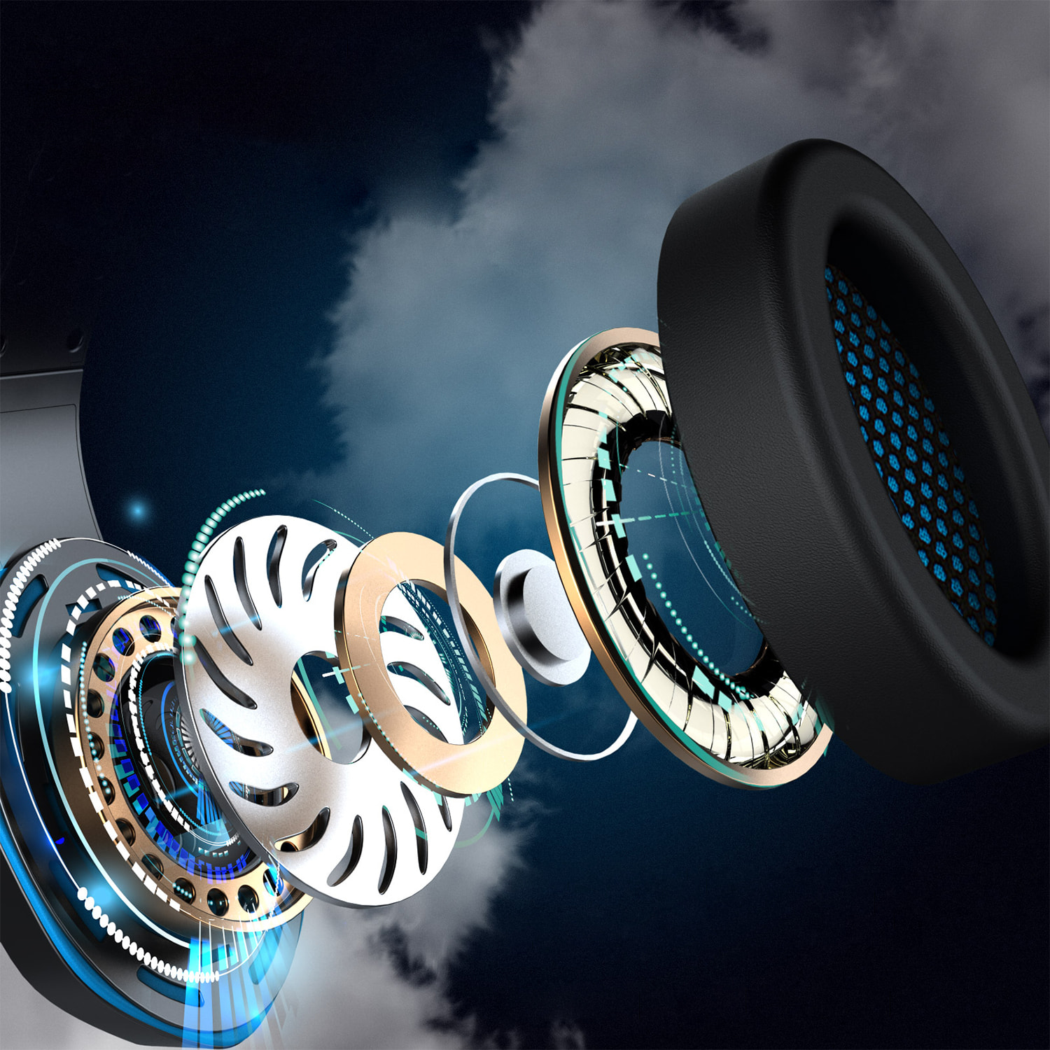 Cuffie premium ultra flessibili H1003. 10 luci RGB COMPLETE. Cuffie da gioco con connessione micro, minijack per PC, laptop, PS4, Xbox One, cellulare, tablet.