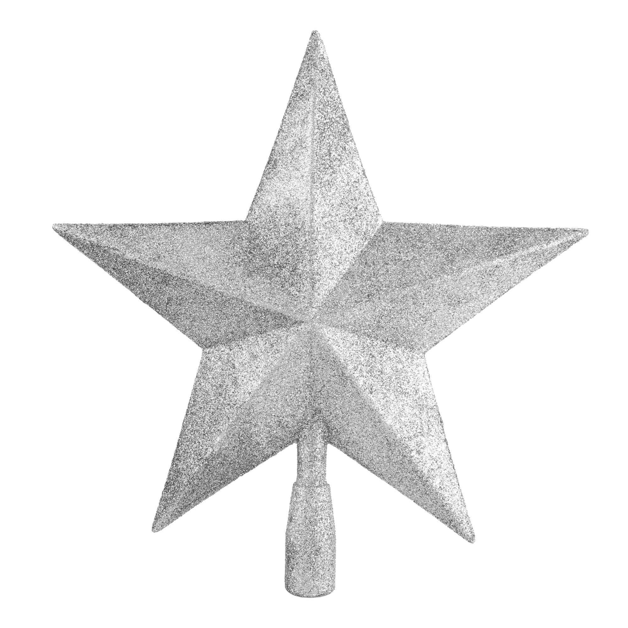 Estrella de navidad decorativa para árbol de navidad. Con purpurina plateada, 27cm.