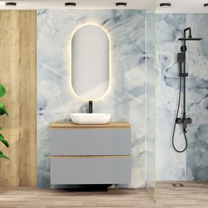 Conjunto de Baño Nia | Mueble Suspendido | 90 cm Azul | Dos Cajones | Lavabo Sobrepuesto | No incluye Espejo | Mueble Montado| Alday