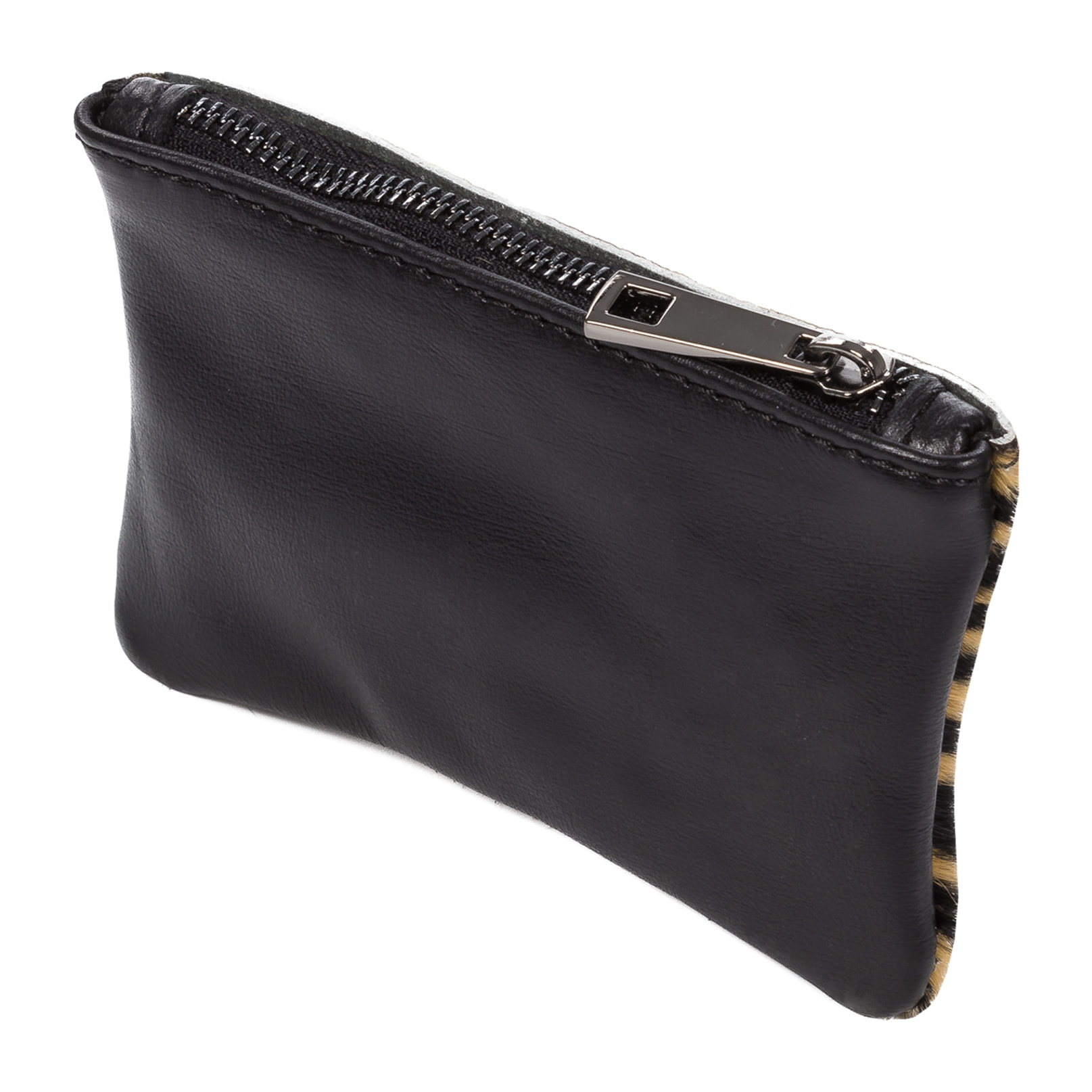 FIRENZE ARTEGIANI Portafoglio da Donna Leonilda. Vera Pelle Sauvage Cavallino Tigre Made in Italy 14x2x9 Cm. Colore nero