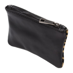 FIRENZE ARTEGIANI Portafoglio da Donna Leonilda. Vera Pelle Sauvage Cavallino Tigre Made in Italy 14x2x9 Cm. Colore nero