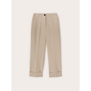 Motivi - Pantalones wide en tejido técnico mezcla de algodón - Beige