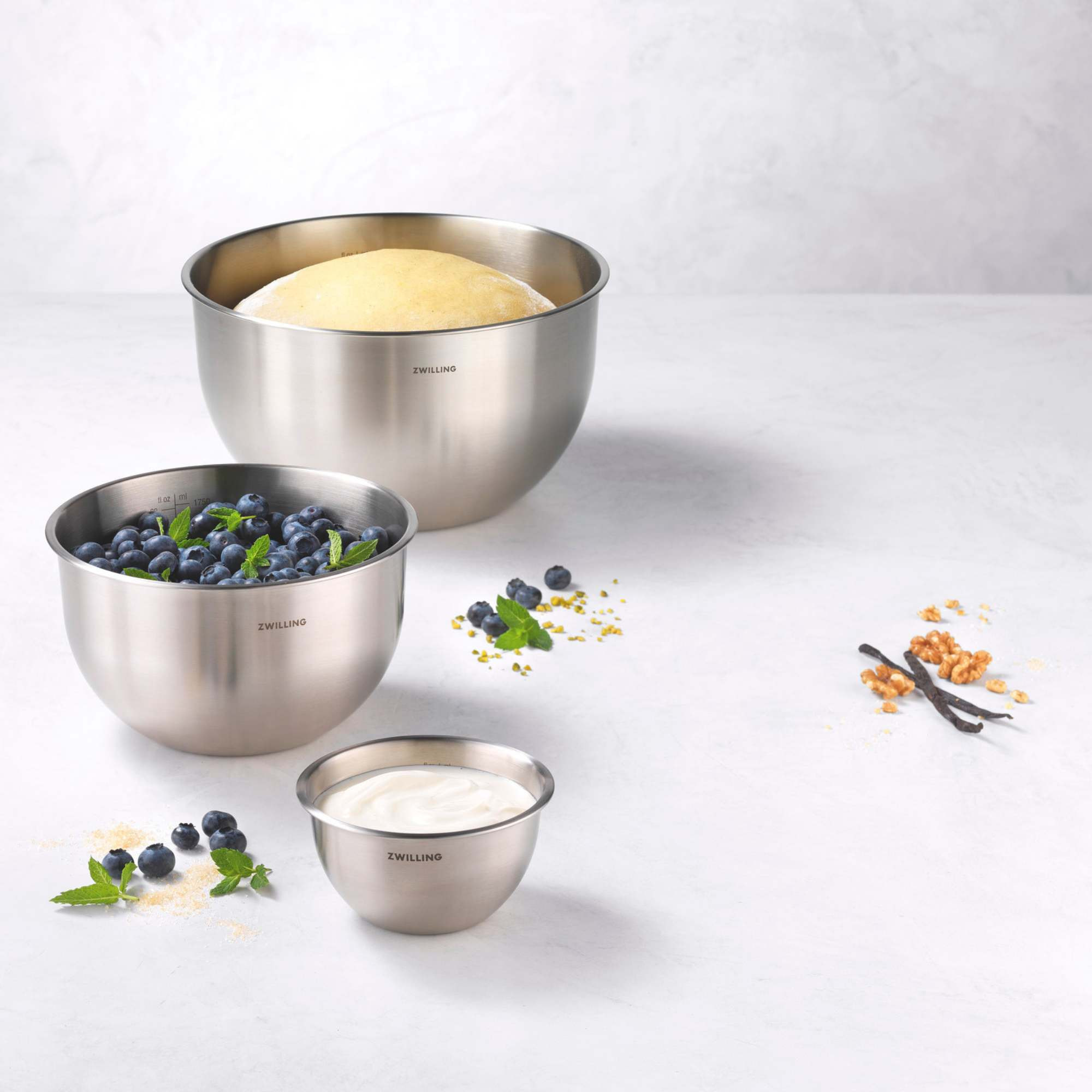 Set de bols S/M/L / 3-pcs, Acier inoxydable, Argent