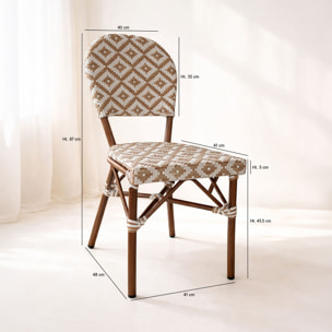 Lot de 2 chaises extérieures en textilène et effet rotin tressé beige SCALA