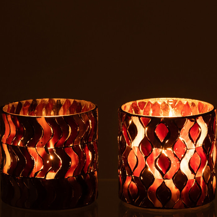 J-Line photophore Motifs - verre - rose foncé - small - 2 pcs