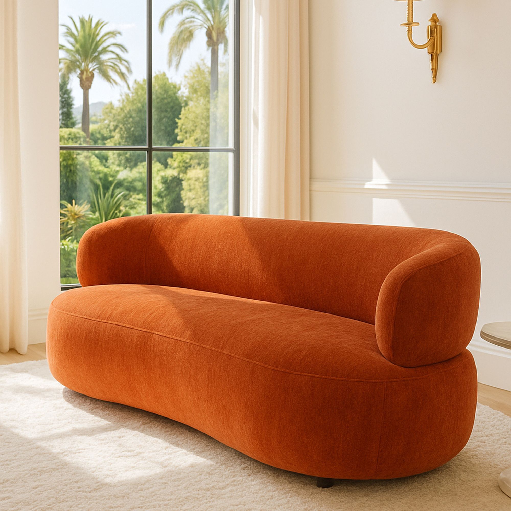 Canapé en velours texturé terracotta 2 places GLOVE