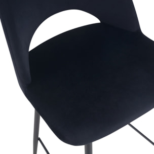 Lot de 2 chaises pour îlot central 65 cm en velours noir - Pénélope