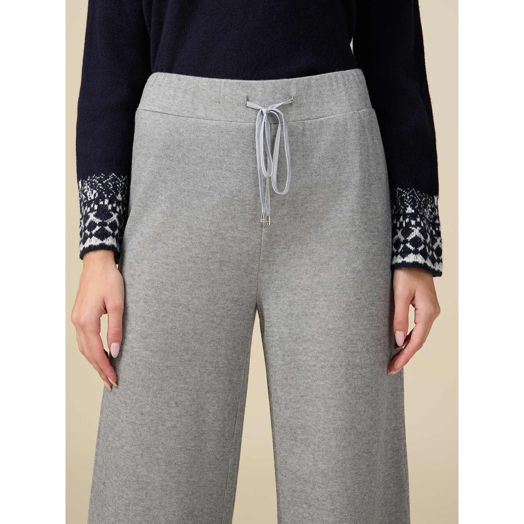 Oltre - Joggers modelo palazzo efecto tricot - Gris