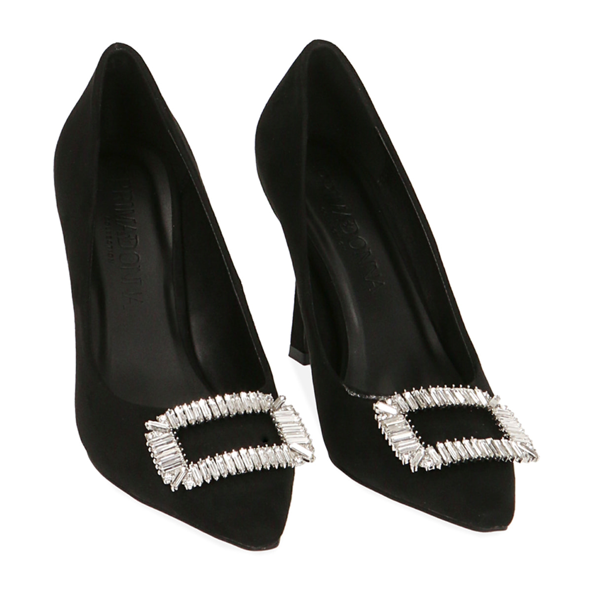 Décolleté gioiello nere in microfibra, tacco 9,5 cm