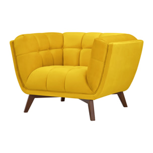 Fauteuil en velours jaune pieds - Mona