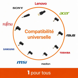 Chargeur ordinateur portable ESSENTIELB PC 45W universel 9 embouts