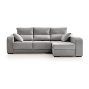 Sofá Chaiselongue Zafiro 3 Plazas Tela Antimanchas Derecha Color Gris