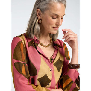 Elena Mirò - Camicia ampia in viscosa stampata - Rosa