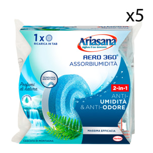 5x Ariasana Tab Assorbiumidit e Anti Odore Cascata di Montagna per Aero 360ø - 5 Ricariche