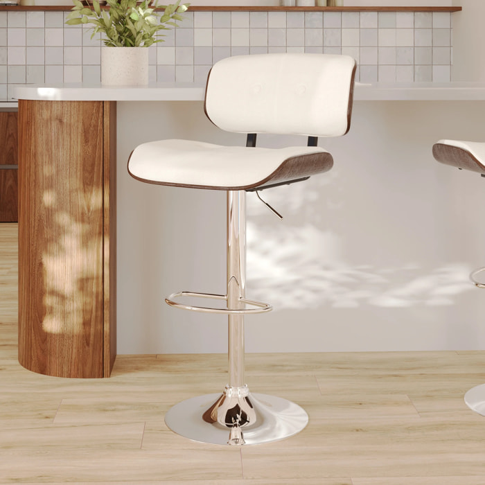 Chaise de bar réglable en PU blanc 65/86 cm - Melchior