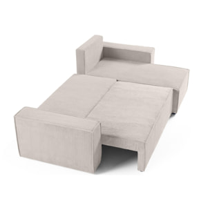 Cezanne - canapé d'angle réversible - 4 places - convertible avec coffre - en velours côtelé - Beige