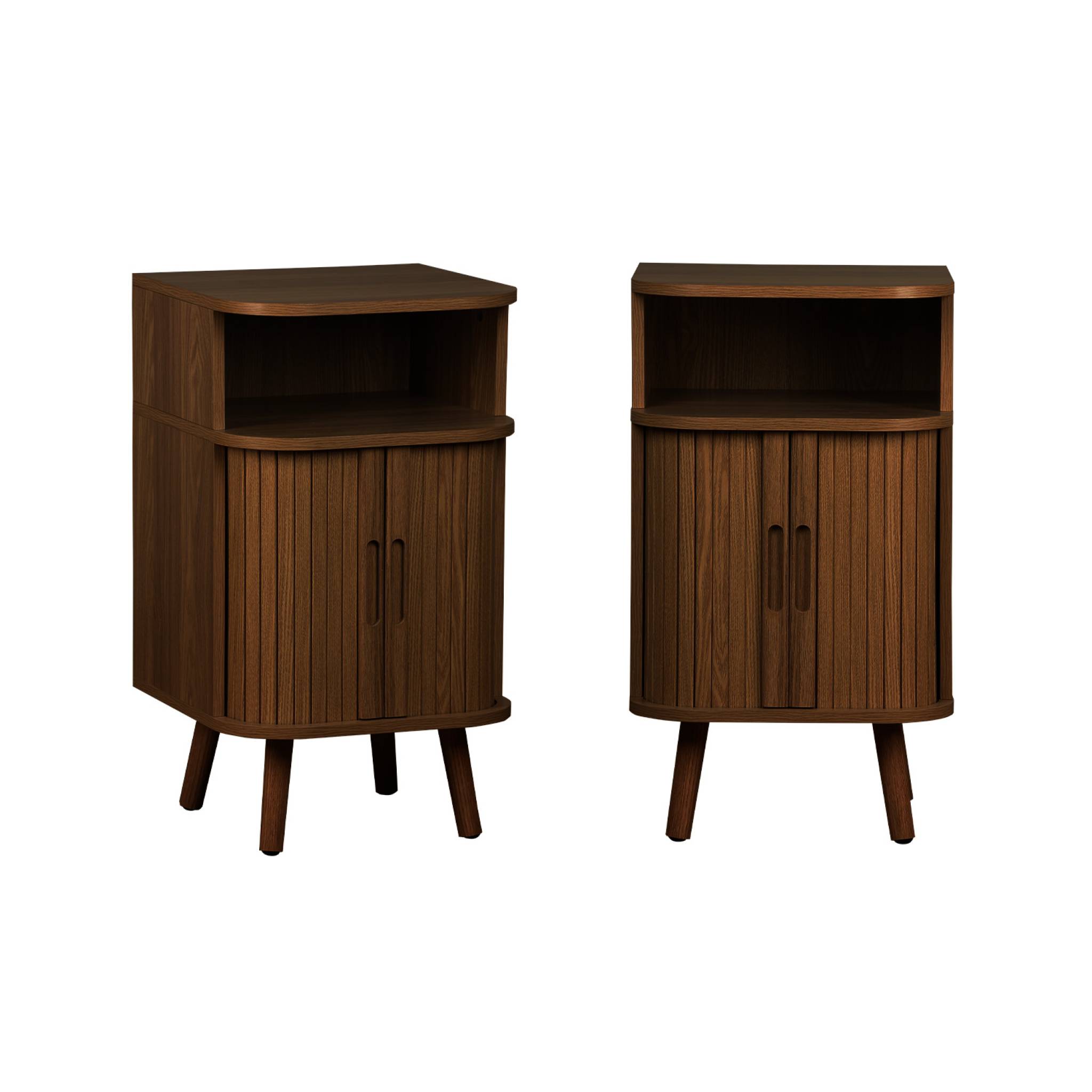 Table de chevet scandinave décor bois 2 portes coulissantes (lot de 2) LEGACY