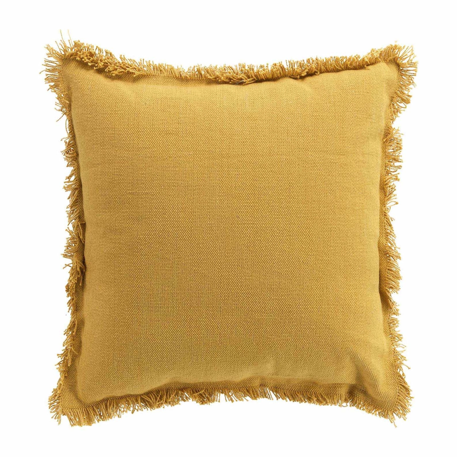 Coussin déhoussable à franges - Jaune