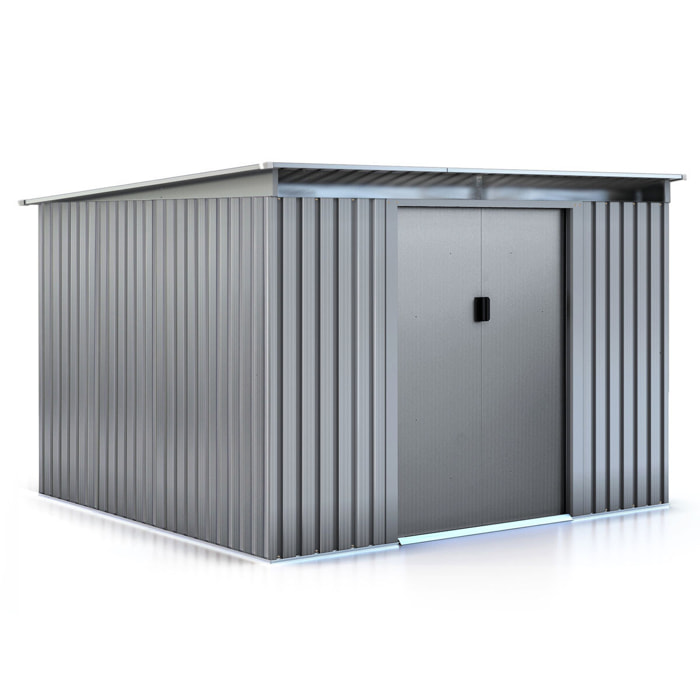 Abri de jardin métal toit plat "Texas" - 6,29 m² - Gris