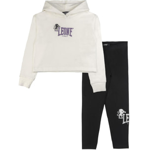 Completo invernale da bambina, Felpa cappuccio e leggings Leone 1947 Lavender