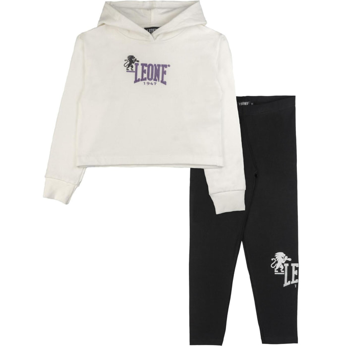 Completo invernale da bambina, Felpa cappuccio e leggings Leone 1947 Lavender