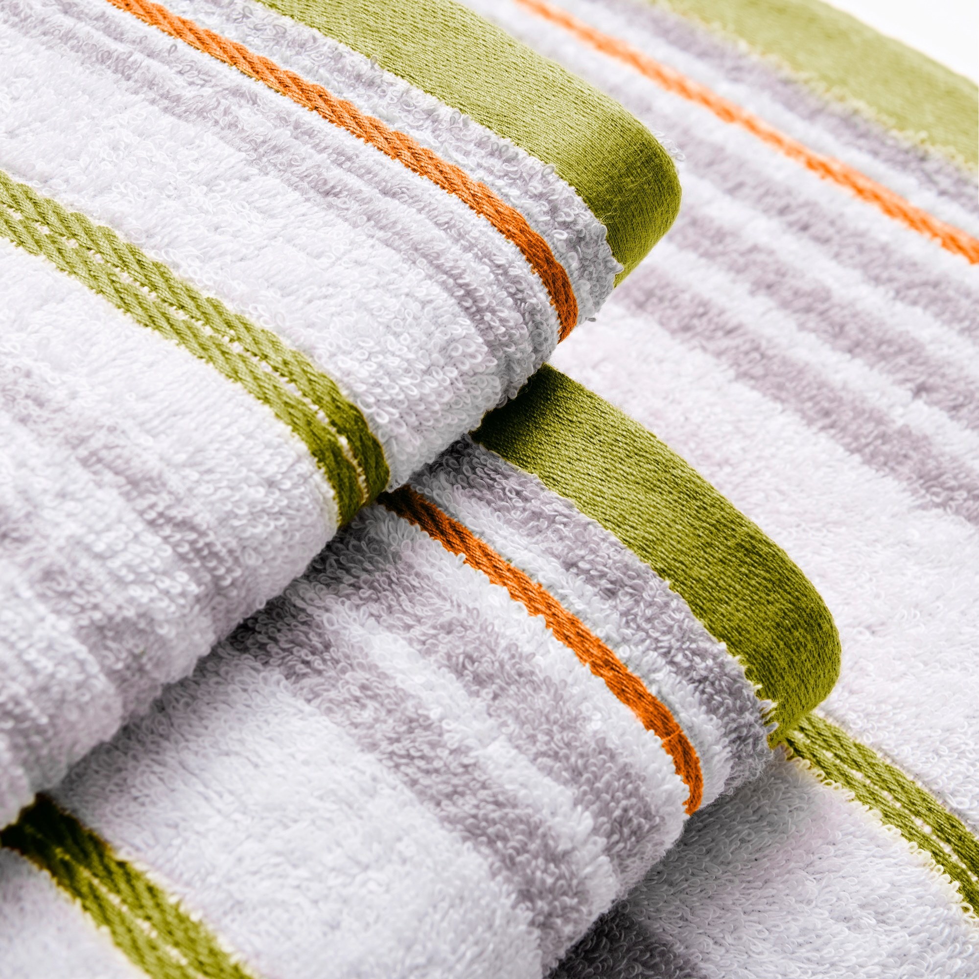 Set 3pc toalla de baño , 450gsm, 100% algodón, blanco con rayas Benetton