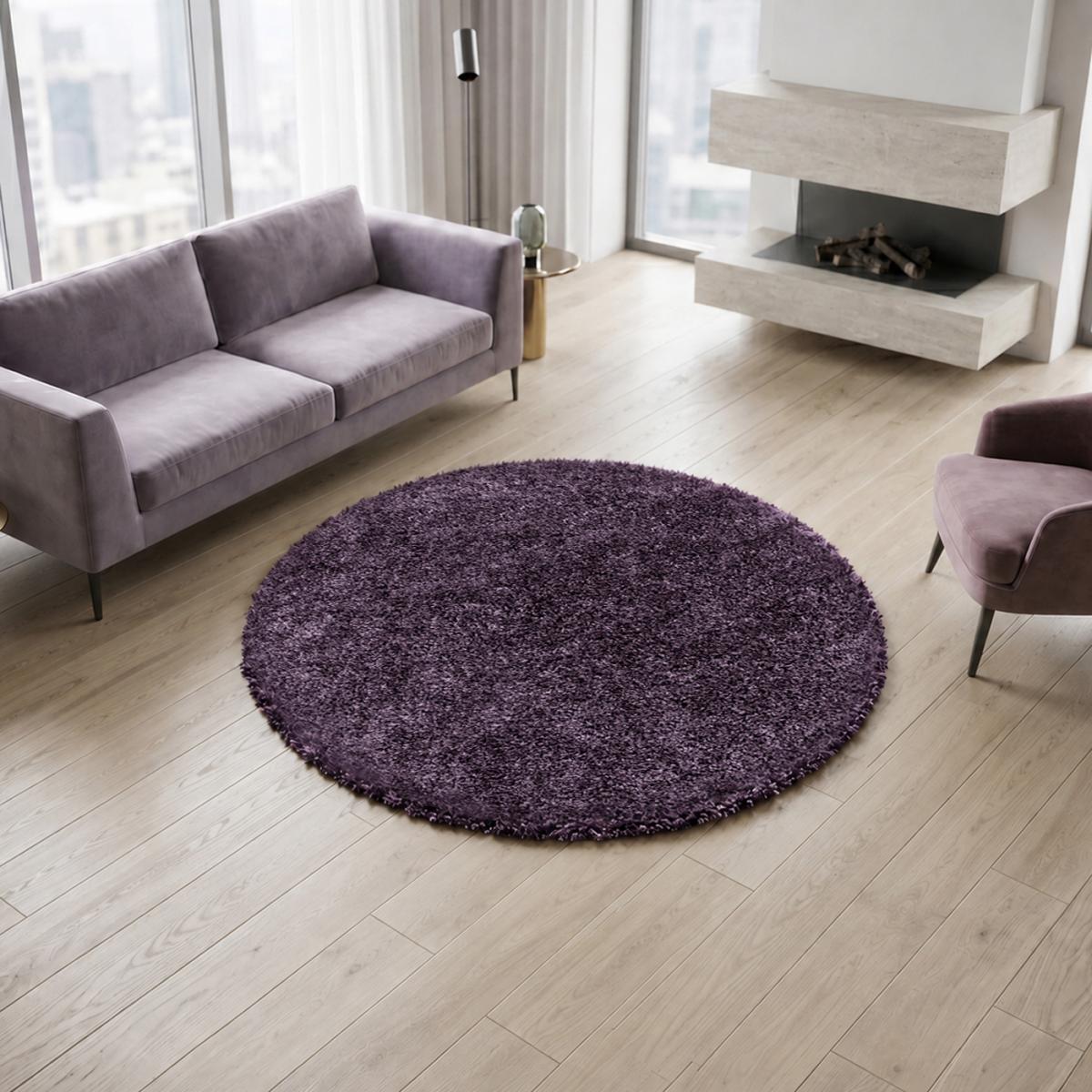 Tapis poils longs shaggy tissé motif uni RIBI