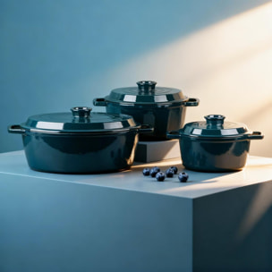 Cocotte en fonte ovale 33cm - "Masseiron Emeraude"