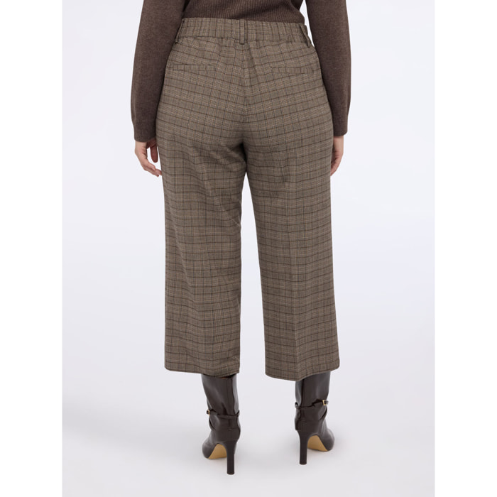 Fiorella Rubino - Pantaloni cropped in tessuto check - Grigio