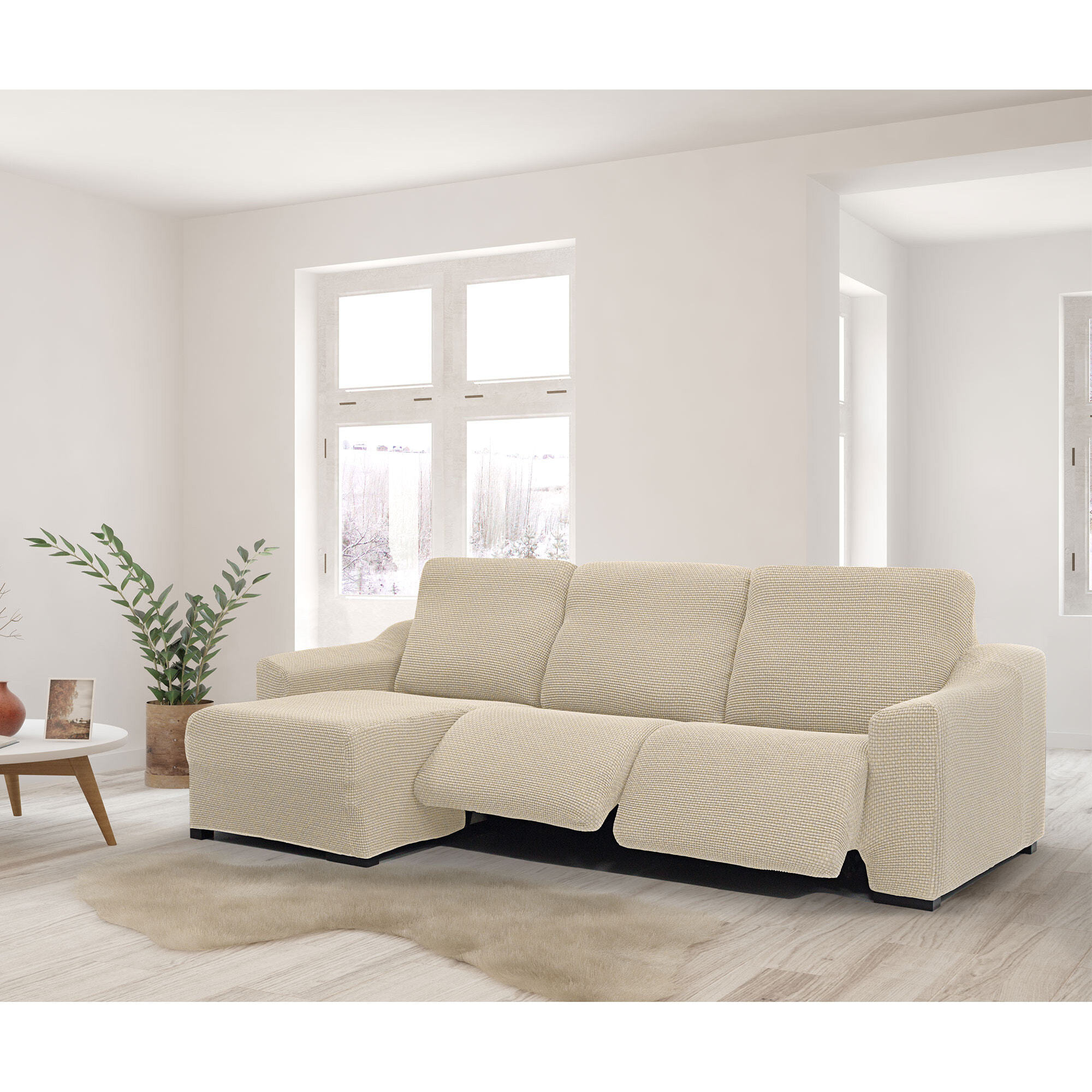 Funda para Chaise Longue izquierda (visto de frente ) brazo corto SÚPER ELÁSTICA con RELAX modelo HELENA