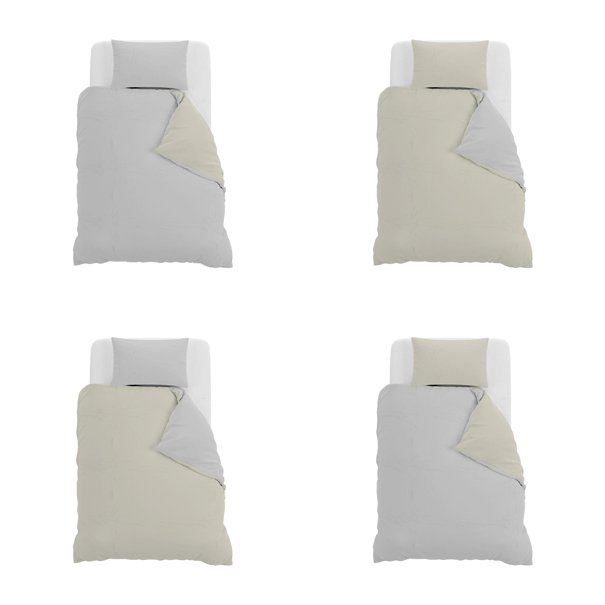 PARURE COPRIPIUMINO NATURAL COLOR PIAZZA E MEZZA - 100% COTONE MADE IN ITALY