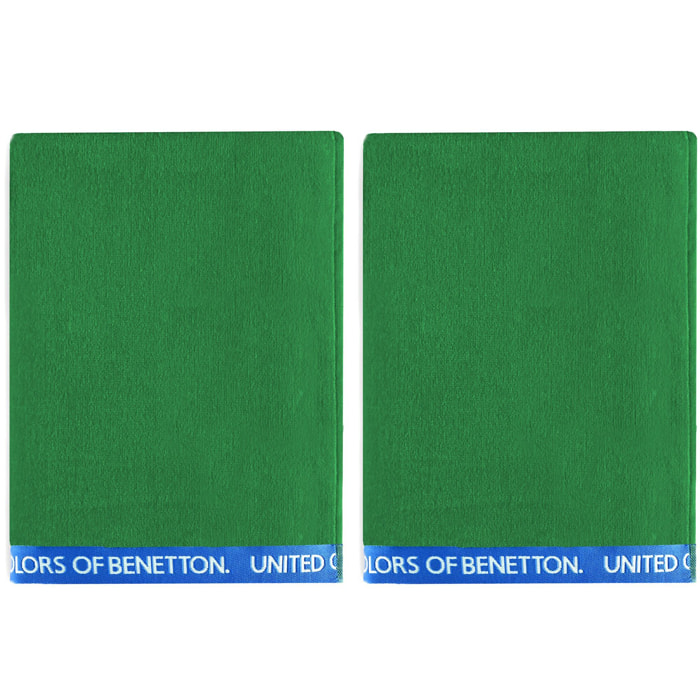 SET 2 TOALLA DE PLAYA 90X160CM 380GSM VELOUR 100%ALGODON VERDE  BENETTON