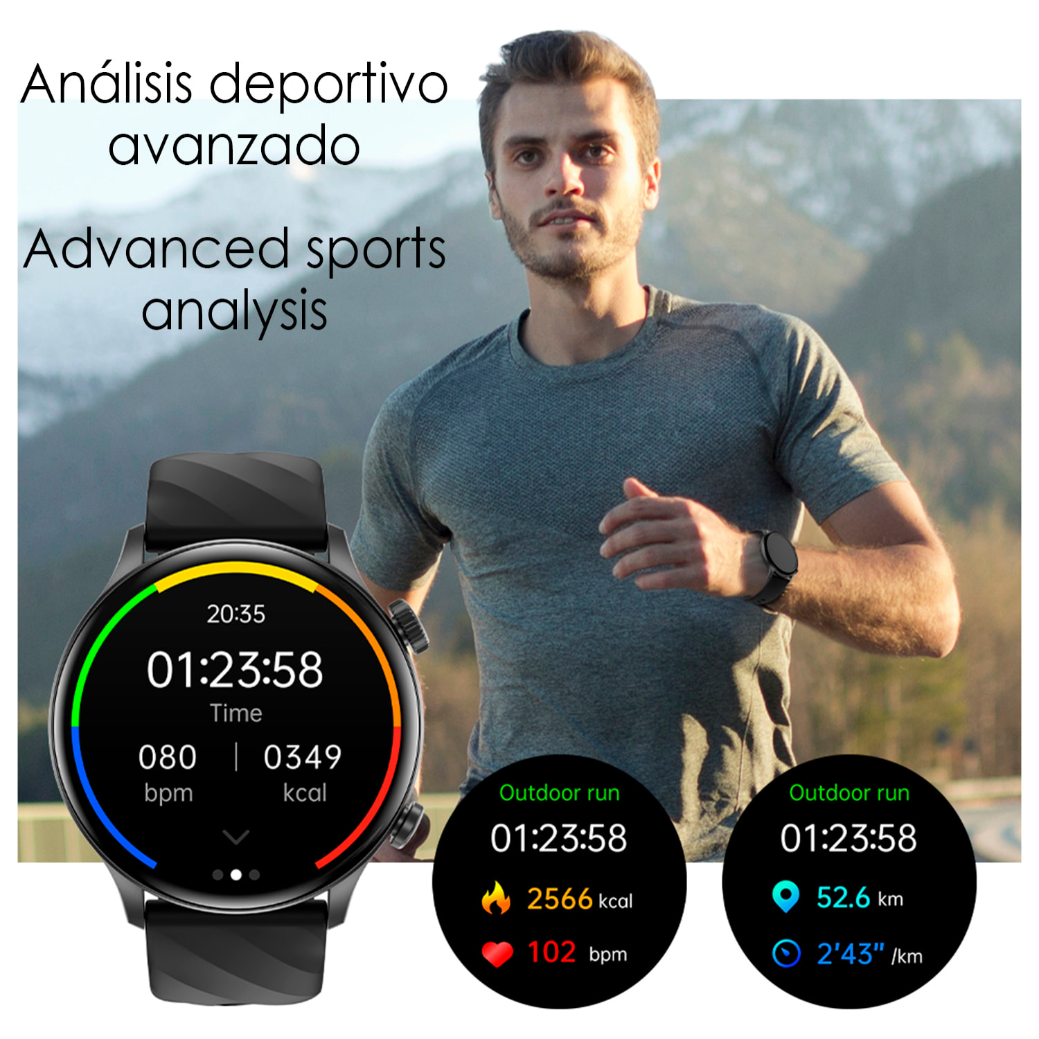 Smartwatch ZW63 con llamadas bluetooth, termómetro, glucosa en sangre y corona multifunción.