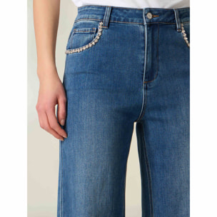 Oltre - Jeans palazzo con catena gioiello - Blu