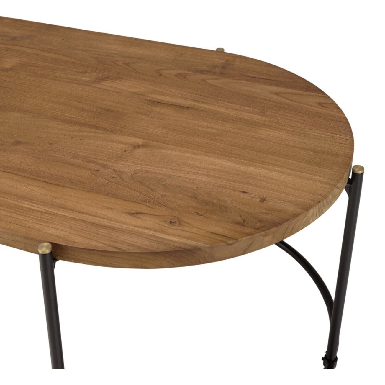 SIXTINE - Table basse ovale 163x63cm plateau en bois de teck recyclé