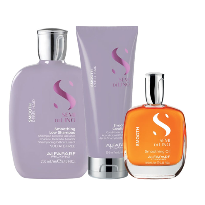 ALFAPARF MILANO Kit Semi Di Lino Smoothing Low Shampoo + Conditioner + Oil